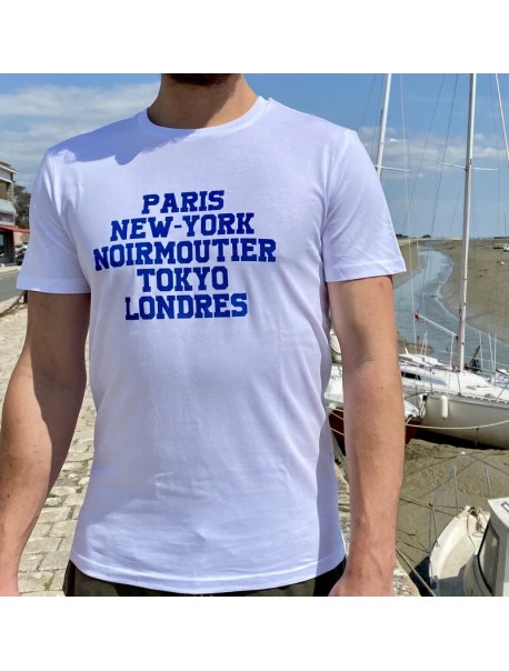 Tee Shirt Homme  "Paris NY Noirmoutier Tokyo" BLEU